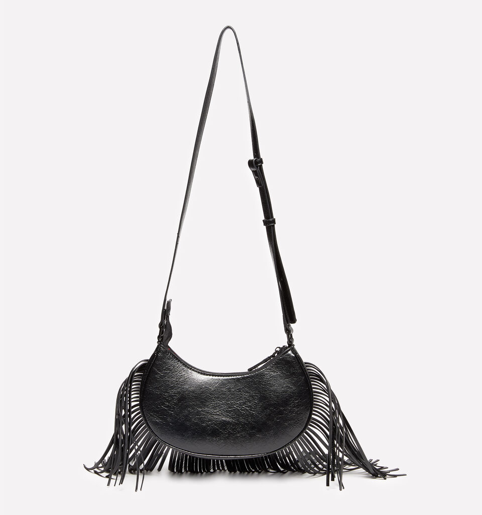 Schwarze Schultertasche mit Fransen - null - Schwarz | Sisley image number 3